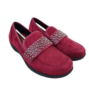 New Comfortview Garland Red Faux Suede Slip On Loafers Size 7M